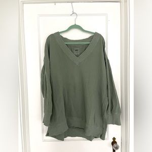 Aerie Down-to-Earth v-Neck Sweatshirt in Olive Fun